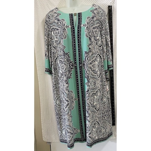 Studio One New York Dresses & Skirts - Paisley Size2X Dress Aqua Blue Black White Career Studio One New York NWT Comfy